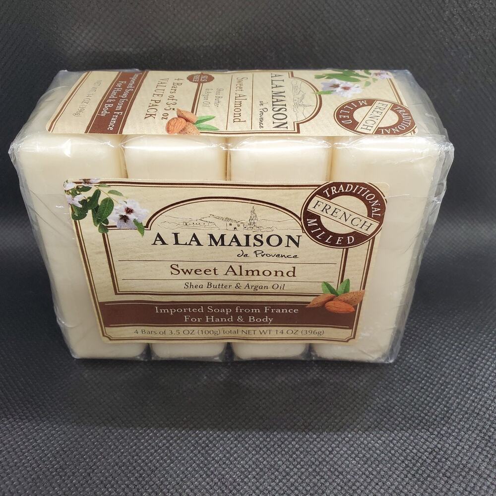 Hand & Body Bar Soap, Sweet Almond, 4 Bars, 3.5 oz (100 g) Each